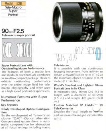 Tamron SP 90mm f2.5 Macro 52B